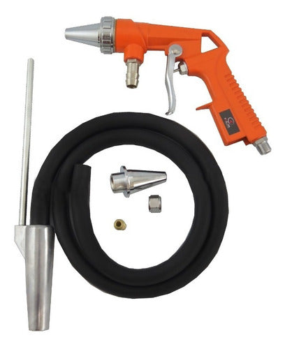 KLD Pneumatic Sandblasting Gun with Nozzles and Hose 90psi 0