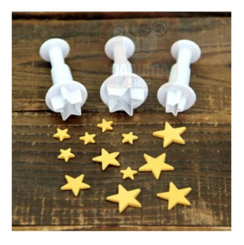 Set of 3 Star Cookie Cutter with Ejector for Baking Belgrano 2
