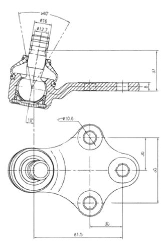 Rotula Inf (larga 16mm) Ayd Peugeot 306 93-96 0