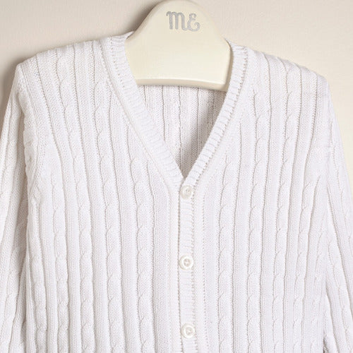 Magdalena Esposito Cotton Cardigan with V-Neck Braids 1