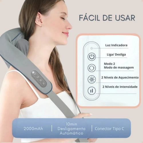 Colete Massageador Shiatsu Pescoço Ombros Cervical Compacto 7