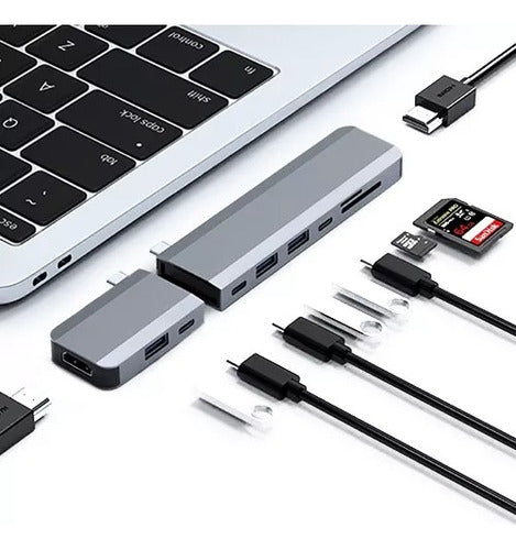 HUB Adaptador Hub Usb-C 9 En 1 Hdmi 4k Usb Sd Macbook Pro Air 0