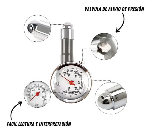 Medidor Calibre Presion Aire Auto Neumatico Manometro 3