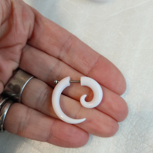 Acrylic Steel Spiral Fake Expander Horn Earrings Piercing 3-4 cm 133