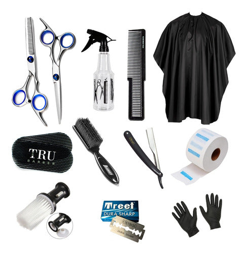 Mozku Professional Barber Kit Set: Scissors, Cape, Blades 0