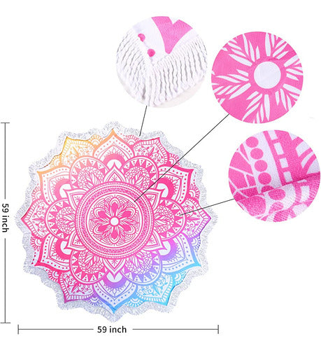 ~? Gran Microfibra Boho Mandala Toalla De Playa Round Bohemi 1