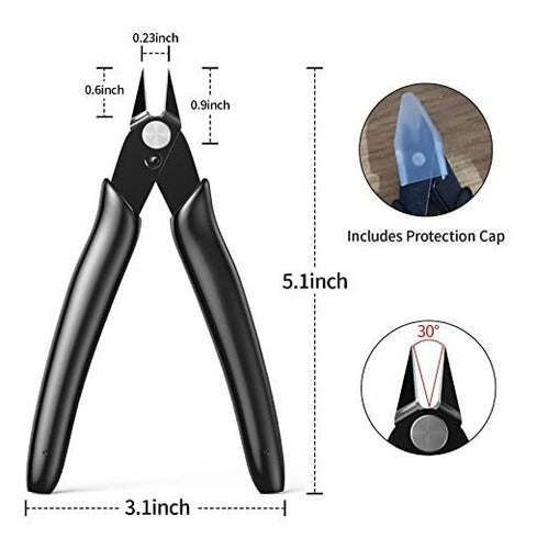Boenfu Wire Cutters Zip Tie Cutters Micro Flush Cutter 1pcs 5 Inch Precision Wire Clippers Hobby Snips Small Side Cutting Pliers For Jewelry Making, Electronics | Black 5