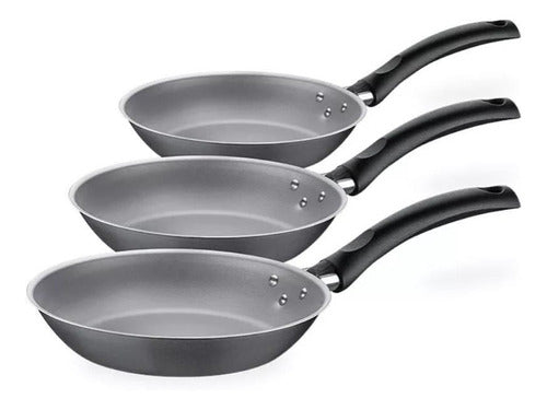 Tramontina Turim Black Kir 3-Piece Frying Pan Set of 16, 20, and 24 cm 0