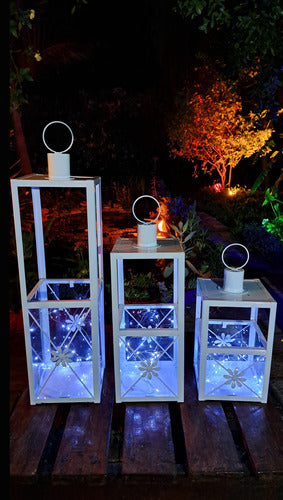 Metal Lantern Candle Holder Set of 3 with Glass Panels 5