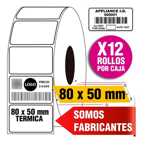 ID GROUP S.A Thermal Labels 80 X 50 Mm - Zd220 - Zd420 (Pack of 12 Rolls) 1