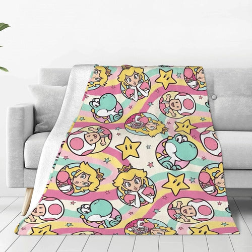 ~? Super Girl Princess Peach Blanket Girl Gamer Kids Throw B 1