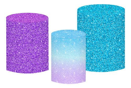 Set of Fabric Covers in Glitter-like Colors for Cylinders 0