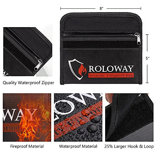 RoloWay Small Fireproof Bag Set (12x20cm) - Black 1