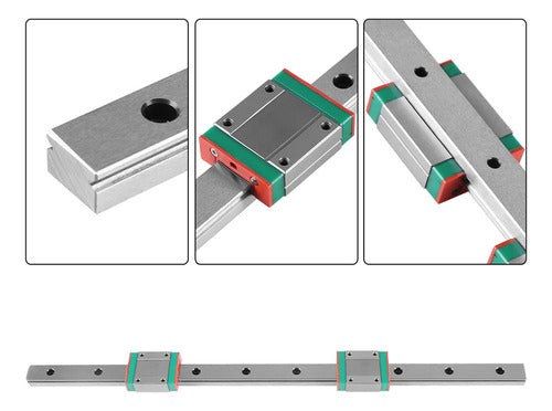 1 * Guia Trilho Deslizante Linear Miniatura 400mm + 2 Blocos 3