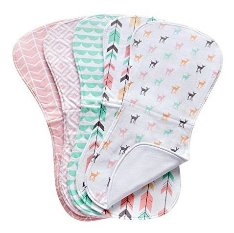 5pack Baby Burp Cloths Para Niñas Triple Capa 100% Algodon 1