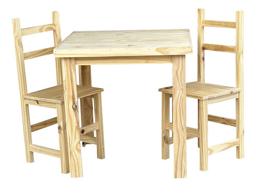 Ohventas Combo 80x80 Table with 2 Straight Pine Chairs 0