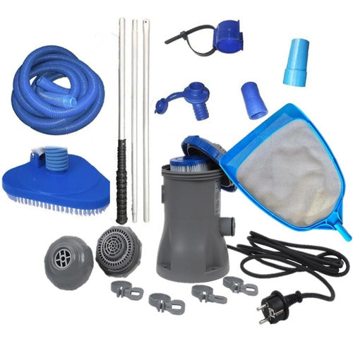 Bestway Complete Kit Pump + Bottom Cleaner + Leaf Remover Pool 0