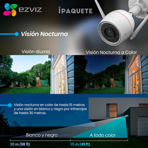 Kit 2 Cámaras Seguridad Ezviz Ip Wifi Exterior Color 2k 7