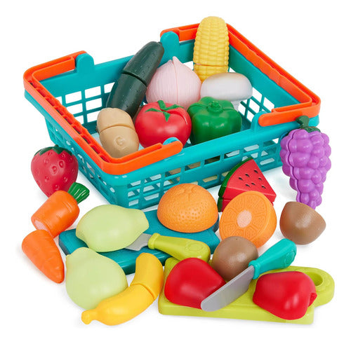 Battat Food Play Set with Basket and Cutting Board, 37 Pieces 0