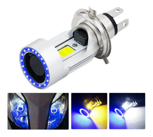 LED Cree C0B H4 High and Low Beam 12/24V 30W with Angel Eye 11