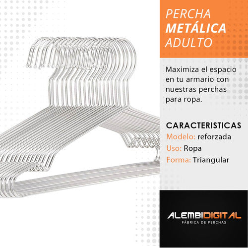 Pack X 100 Perchas Slim Metalica Reforzada Cromada Premium 5