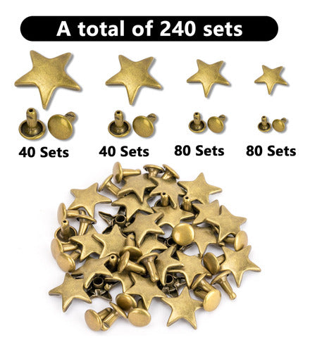 Tachas Remache Estrella 15mm 240sets 4 Medidas -  Bronce 4