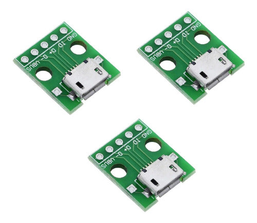 Informatica San Isidro Micro USB Female Connector DIP 2.54mm on PCB - Pack of 3 0