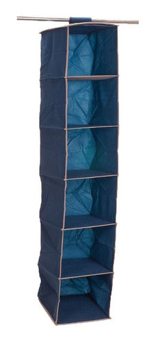 Hanging Fabric Organizer 6 Shelves Blue 27x29x122 Cm 1