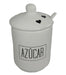 Poupee Deco White Ceramic Sugar Bowl with Lid and Spoon 0