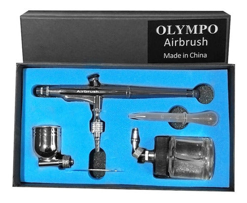 Olympo Aerografo Dual Deluxe C/copa Y Frasco 0,5 + Manguera 1