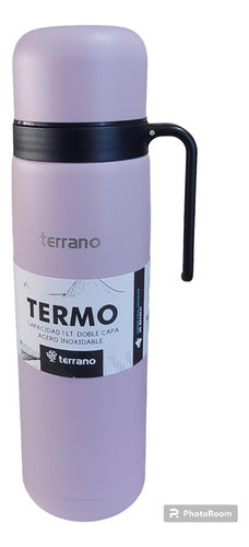 Terrano Set Termo Con Manija 1 Lt. + Mate Tradicional En Acero 1