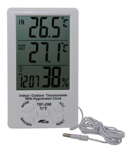 Gralf Digital Panel Thermometer TGF-298 Indoor Outdoor Humidity 1