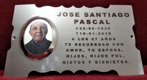 Grabados Artisticos Memorial Plate 25x15 Stainless Steel with Openwork Edges + Photo 0