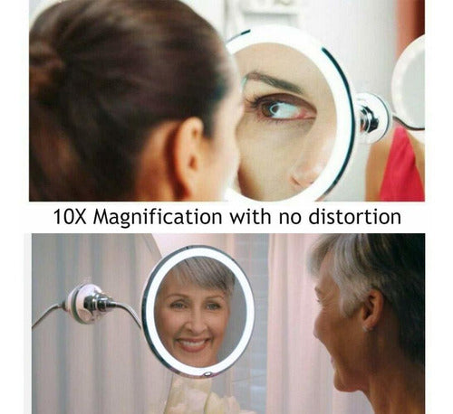 Glam Hobby 10X Magnifying Makeup Mirror with LED, 360 Degree Rotation, Suction 1