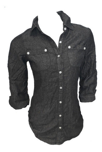 Generic 3/4 Sleeve Denim Shirt for Women 0