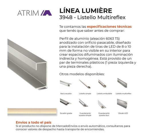 Atrim Lumiere Led Strip 3948 Aluminum Chrome Matte 2.5m 2