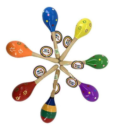 Cubeta Colorful Wooden Maracas for Kids 2