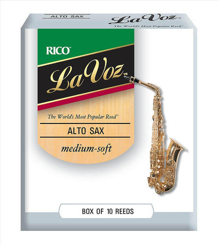 Pack of Rico La Voz RJC10MS Alto Saxophone Medium Soft Reeds x10 0