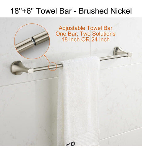 BGL Bathroom Accessory Set, Brushed Nickel Adjustable Expandable Towel Bar - 932S9VQR 1