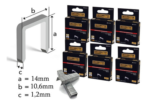 Crossmaster 6 Boxes of Staples 14x10.6x1.2mm for Stapler X500u 1