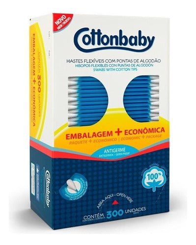 Kit C/ 5 Hastes Flexiveis Cottonbaby 300 Unidades 0