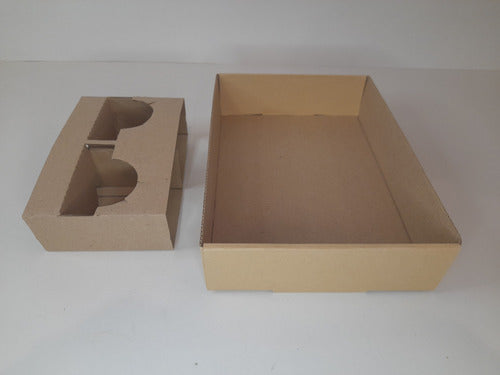 10 Corrugated Cardboard Trays with Coasters 40x20x6 3