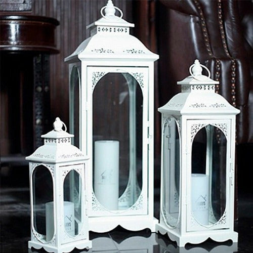 Large White Iron and Glass Lantern 1