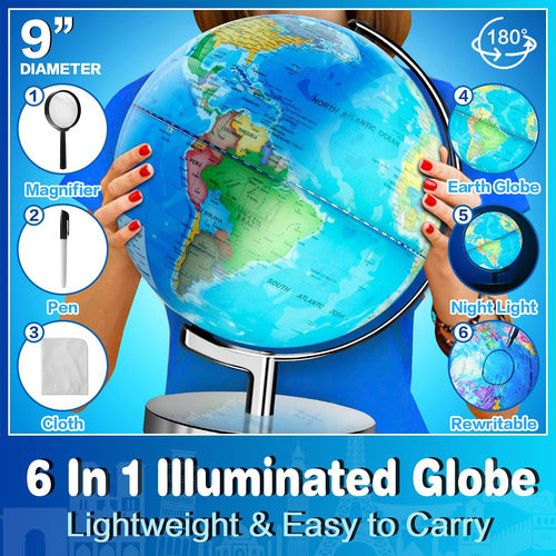 POOCCI Illuminated Interactive Educational Globe 15 cm for Kids and Adults 1