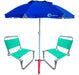 Set of 2 Reinforced Aluminum Beach Chairs 90kg + Super Strong 2m Umbrella 45