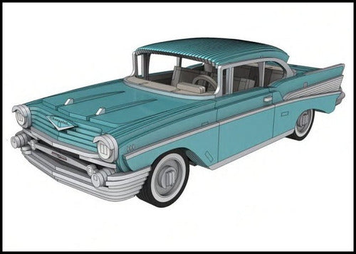 Calar 3D Puzzle Chevrolet Bel Air 1957 Model Kit 7