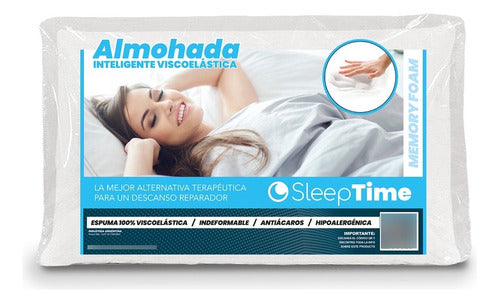 SleepTime Intelligent Viscoelastic Pillow - With Cover - Free Shipping 0