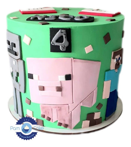 Torta Artesanal Cumpleaños Minecraft Artesanal Avatar Steve 0