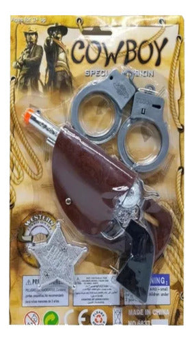 Faydi Cowboy Sheriff Set: Pistol, Badge, Handcuffs 1