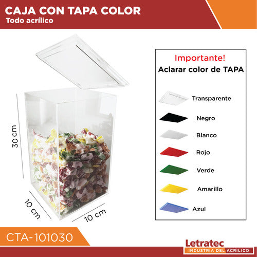 LETRATEC Caja Acril Con Tapa, Vitrina/contenedor Cta-101030 1